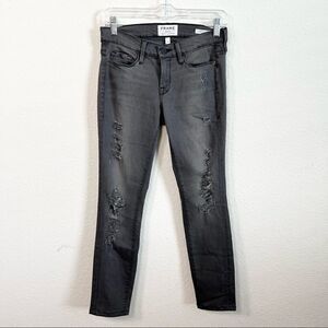 FRAME Le Skinny De Jeanne Jeans Women’s 25 Distressed Mid Rise Stretch Denim